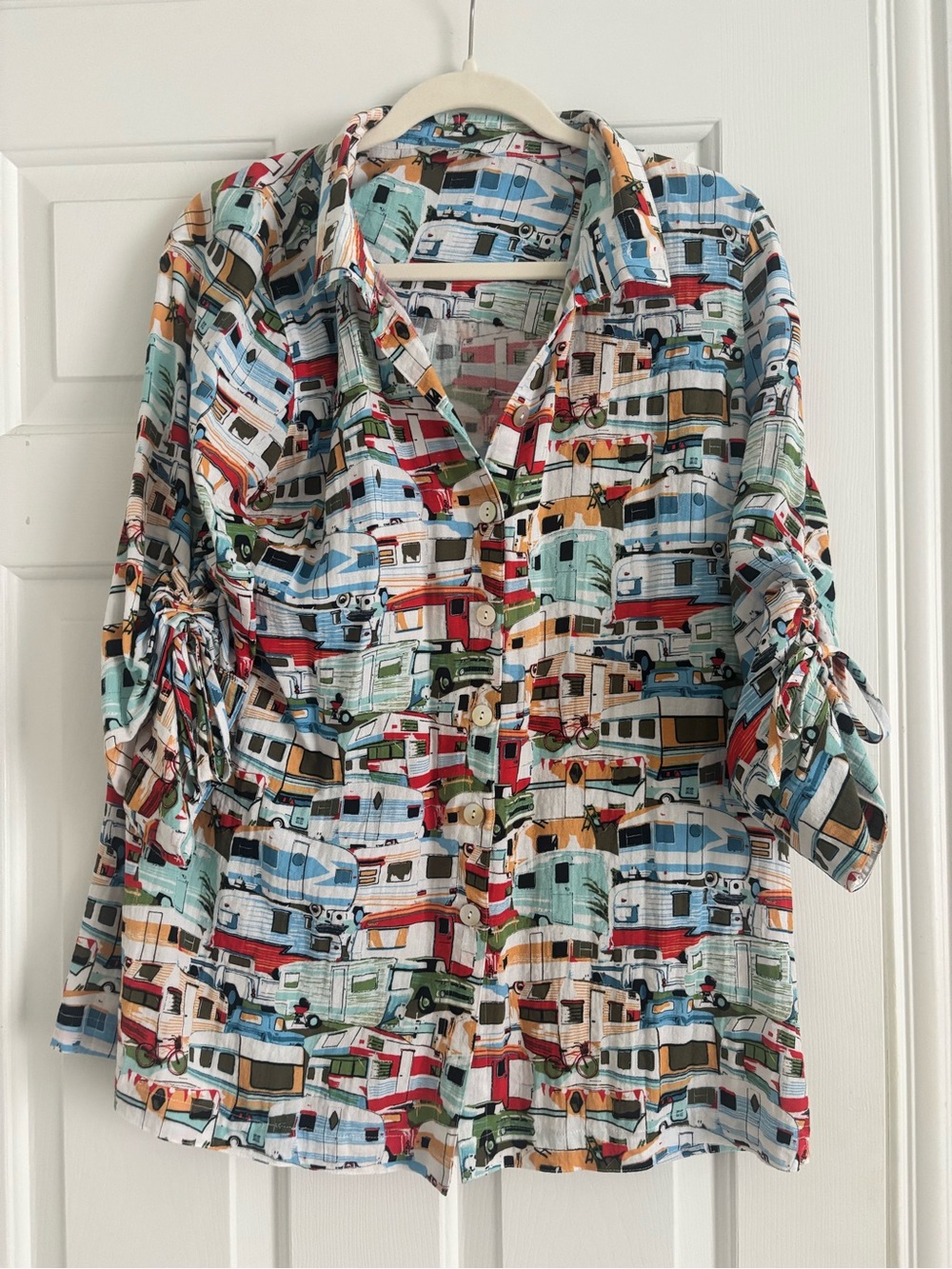 John Mark Camper Print Button-Front Shirt